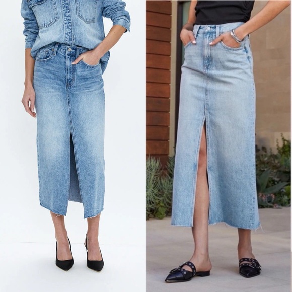 Evereve Dresses & Skirts - Evereve Pistola Skylark Split Front Midi Alice Denim Skirt